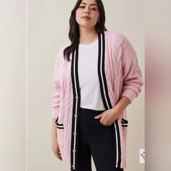 Torrid Cable Knit Boyfriend Cardigan V-Neck Sweater - Picture 1 of 5